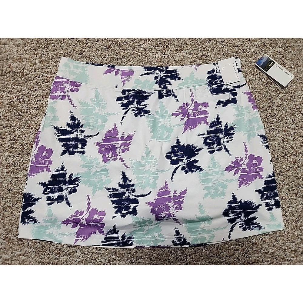 Pebble Beach Golf Women's Skort Performance‎ Skirt White Floral Size L NWT 32x16